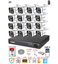 FURY 16 Kameralı Full Hd Gece Renkli - Su Geçirmez Ultra Led Güvenlik Kamerası Seti 320GB