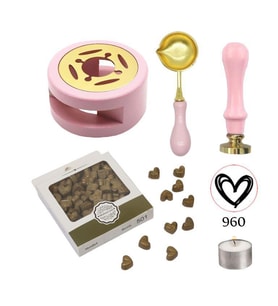 Davetiye Mum Mühürü Uygulama Seti Pembe Renk 960 Kalp
