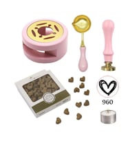 Davetiye Mum Mühürü Uygulama Seti Pembe Renk 960 Kalp