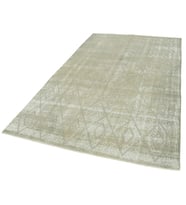 Bej Halı Eskitme Vintage Geometrik Desenli El Dokuma Konforlu Salon Halısı Koridor Yatak Odası
