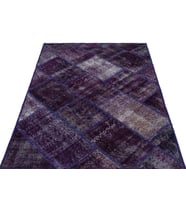 Mor Halı Vintage Stil Geometrik Desenli Salon Halısı El Dokuma Yünlü Yatak Odası
