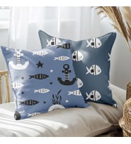 eJOYA Çapa Ve Balık Tasarımlı 2'li Yastık İçi Ve Kırlent Kılıfı 45cm 113510
