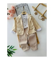 Miniğimin Cicileri Gentlemen Ceketli Erkek Çocuk 3 lü Kombin Takım - Krem