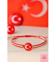 Türkiye Ay Yıldız Makrome Taraftar Bileklik, Türkiye Milli Takım Kırmızı Beyaz Makrome Bileklik, Türk Bayraklı Makrome Taraftar Bileklik, Milli Bayram Özel Gün Kırmızı Beyaz Bileklik