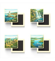 Düzce - Baskılı Buzdolap Magneti Kare - 9x9 cm - 4 Adet