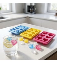 Plastik 6 Bölmeli 3 Desenli Buz Kalıbı Seti, Yıldız-Kalp-Çiçek Desenli Buz Kalıbı 3 Set (13cm*8cm*3cm) Eğlenceli ve Pratik