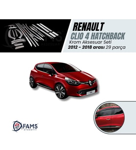 Renault Clio 4 HB Krom Aksesur Seti 8 Ürün 29 parça 2012-2019 arası uyumlu Paslanmaz Çelik