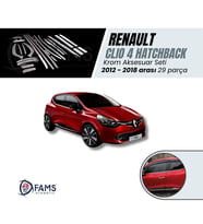 Renault Clio 4 HB Krom Aksesur Seti 8 Ürün 29 parça 2012-2019 arası uyumlu Paslanmaz Çelik