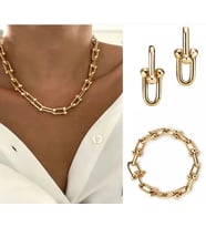 Tiffany Model Zincir Altın Kaplama Kolye Bileklik Küpe Kombin Set