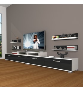 Decoraktiv Ekoflex 360R Slm Tv Ünitesi Tv Sehpası - Beyaz Siyah (Siyah - Beyaz)