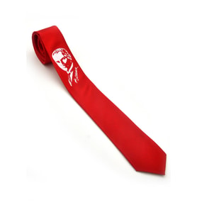 Atatürk Portre ve İmza Baskılı Slim Fit Saten Kırmızı Kravat - AK-08