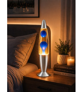 Lav Lambası Büyük Boy 41 cm – Mavi Atmosfer Işığı, Dekoratif Gece Lambası, Konsept Lamba Aydınlatma