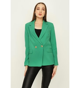 Kadın Tek Düğme Kapamalı Blazer Ceket (Yeşil)