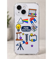 2D Fizik Öğretmeni Desenli iPhone 14 Şeffaf Telefon Kılıfı