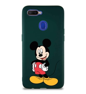 Oppo AX7 Soft Premier Kapak Mickey Mouse-E Tasarımlı Silikon Kılıf - Yeşil (Şeffaf)
