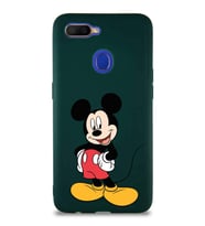 Oppo AX7 Soft Premier Kapak Mickey Mouse-E Tasarımlı Silikon Kılıf - Yeşil (Şeffaf)