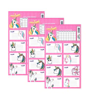 Okul Etiketi Kız Unicorn 8 li 3 Yaprak Ders Programlı 1 Paket (Çok Renkli)