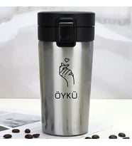 Kişiye Özel Paslanmaz Çelik 380 ml Vakumlu El Kalp Baskılı Termos - Isı Yalıtımlı, Sızdırmaz Kapak (Metal)