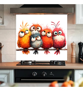 Sevimli & Komik Kuşlar Mutfak Tezgah Ve Ocak Arkası Yapışkanlı Folyo Sticker (60 x 54 cm) - Model 12