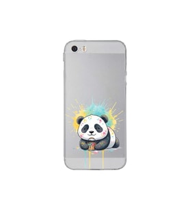 iPhone 5 SE ile Uyumlu Splash Panda Tasarımlı Şeffaf Silikon Kılıf