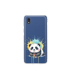 Samsung Galaxy A01 Core ile Uyumlu Splash Panda Tasarımlı Şeffaf Silikon Kılıf