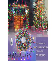LED Işık Zinciri USB Güç Kablolu Yılbaşı Oda Balkon Renkli LED Işık 8 Modlu 5 Metre LED Işık Zincir (Çok Renkli)