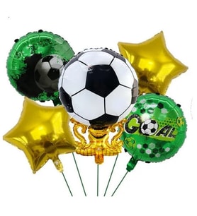 Yeşil Futbol Topu Yıldızlı Folyo Balon Set