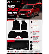 FORD CONNECT 2022-2026 Araca Özel 3D Paspas + 3D Bagaj Havuzu