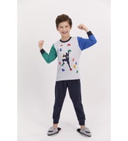 RolyPoly 2510 Erkek Çocuk Uzun Kol Pijama Takımı (Gri)