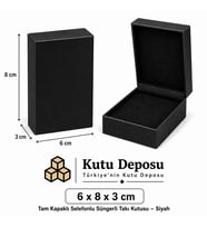 6x8x3 cm Tam Kapaklı Selefonlu Süngerli Takı Kutusu - Siyah (DEMONTE) (50 ADET)