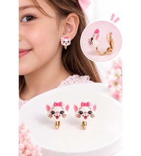 Sevimli Kedi Hello Kittyyyy Desenli Kız Çocuk Klipsli Küpe Deliksiz Kulak İçin Küpe