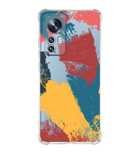 Xiaomi Mi 12 Uyumlu Köşe Korumalı Antişok Kapak Brushstroke Tasarımlı Şeffaf Silikon Kılıf