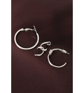 Düğüm Model Gümüş Renk Metal Çoklu Halka Küpe 5886