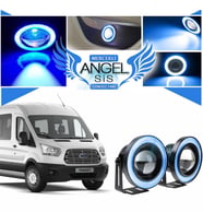 Ford Transit Tüm Modeller Uyumlu, Universal Mercekli Led Angel Sis Farı, 76mm Buz Mavi Renk