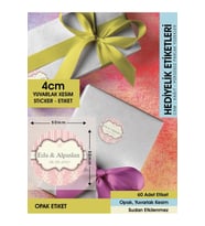 Pembe Motifli Davetiye Etiketi, Cemiyet Için Ürünlerinize Özel 5cm - 40 Adet Opak Sticker