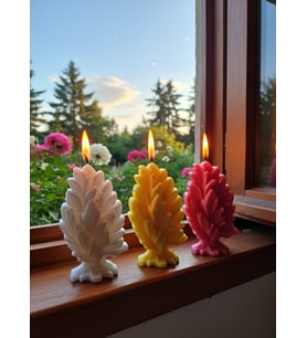 YAPRAK AĞAÇ DESENLİ 3'LÜ HEDİYELİK DEKORATİF HOŞ KOKULU PARAFİN WAX MUM (SARI + BEYAZ + PEMBE RENKLİ)