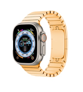 Apple Watch Ultra 49mm Uyumlu Kordon Paslanmaz Çelik Luxury Metal KRD-35 Kayış (Rose Gold Altın)