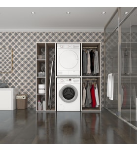 Kenzlife çamaşır-kurutma makinesi dolabı ve giysi dolabı cevheri sol crd 180*170*60  banyo (Beyaz)