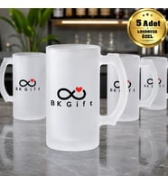 Logonuza Özel 5 Adet 500 ml Buzlu Cam Bira Bardağı Kurumsal Hediye ve Promosyon Seti