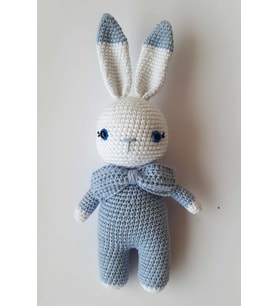 Mavi Miniş Tavşan Uyku Arkadaşı Amigurumi Organik Oyuncak