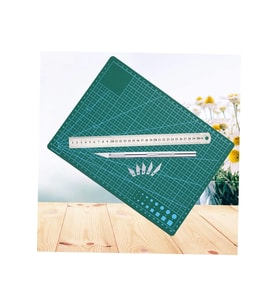 Çift Taraflı Kesim Altlığı A4 Kesim Matı Kretuar Bıçağı 5 Yedek Çelik Cetvel 30 cm A4 Kesim Seti