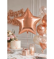 Folyo Balon Yıldız Rosegold 18 İnç 45 cm Metalik Doğum Günü Nişan Söz Parti Süsleme Dekoru