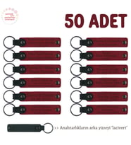 Topluluklar Arası Etkinlik Anısına, 50'li Set, Kişiye Özel Yazılı Deri Anahtarlık, Kırmızı & Laci