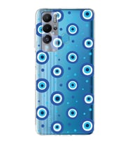 PrintiFy Tecno Pova Neo ile Uyumlu Nazar Boncuğu 1 Baskılı Kamera Korumalı Şeffaf Silikon Kılıf