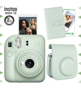 Instax mini 12 Yeşil Fotoğraf Makinesi-10'lu Film-Laporta Albüm ve Deri Kılıf Seti