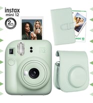 Instax mini 12 Yeşil Fotoğraf Makinesi-10'lu Film-Laporta Albüm ve Deri Kılıf Seti