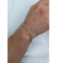 Ince Gold Renk Halat Model Burgulu Unisex Çelik Bileklik