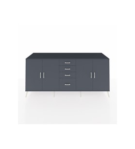 Kronos Konsol 2 Raflı 4 Çekmeceli 4 Kapaklı 220x59x99 Antrasit-Antrasit/Antrasit