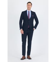 Lacivert Kırlangıç Yaka 6 Drop Slim Fit Tam Astar Esnek Takım Elbise 1001250011