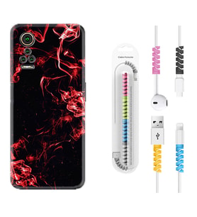 General Mobile GM 21 Pro GM 22 Pro Plus Kılıf Kablo Koruma Spiral Silikon Red Smoke 1745